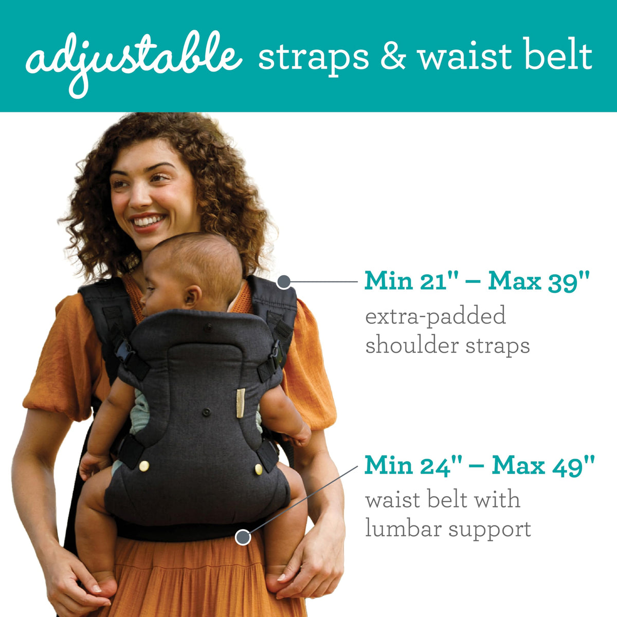 Infantino Flip Advanced 4-in-1 Baby Carrier - Ergonomic, Convertible, Face-in and Face-Out Front and Back Baby Carrier for Newborn to Toddler 3,6-14,5kg, Grey