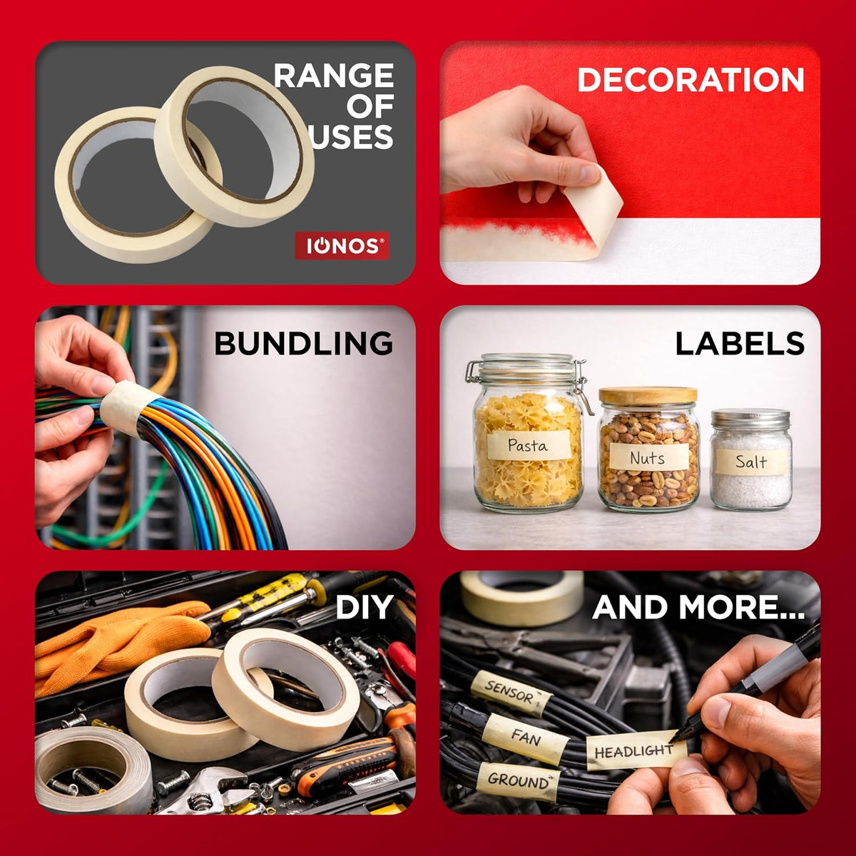 Status IONOS Masking Tape, Multi Surface, Pack of 1, 48mm x 20m