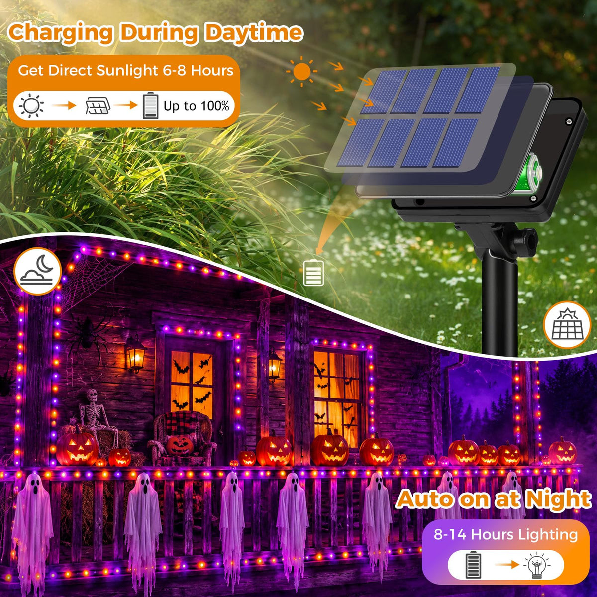btfarm 2 Pack Solar String Lights Outdoor Garden, 15M/50FT 150 LED