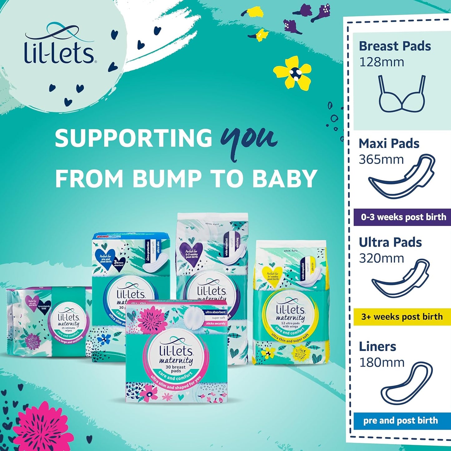 Lil-Lets Maternity BreastPads, X 120 Count, Disposable Nursing Pads, for Breastfeeding Mums, Individually Wrapped, Ultra Slim & Absorbent, 4 Packs