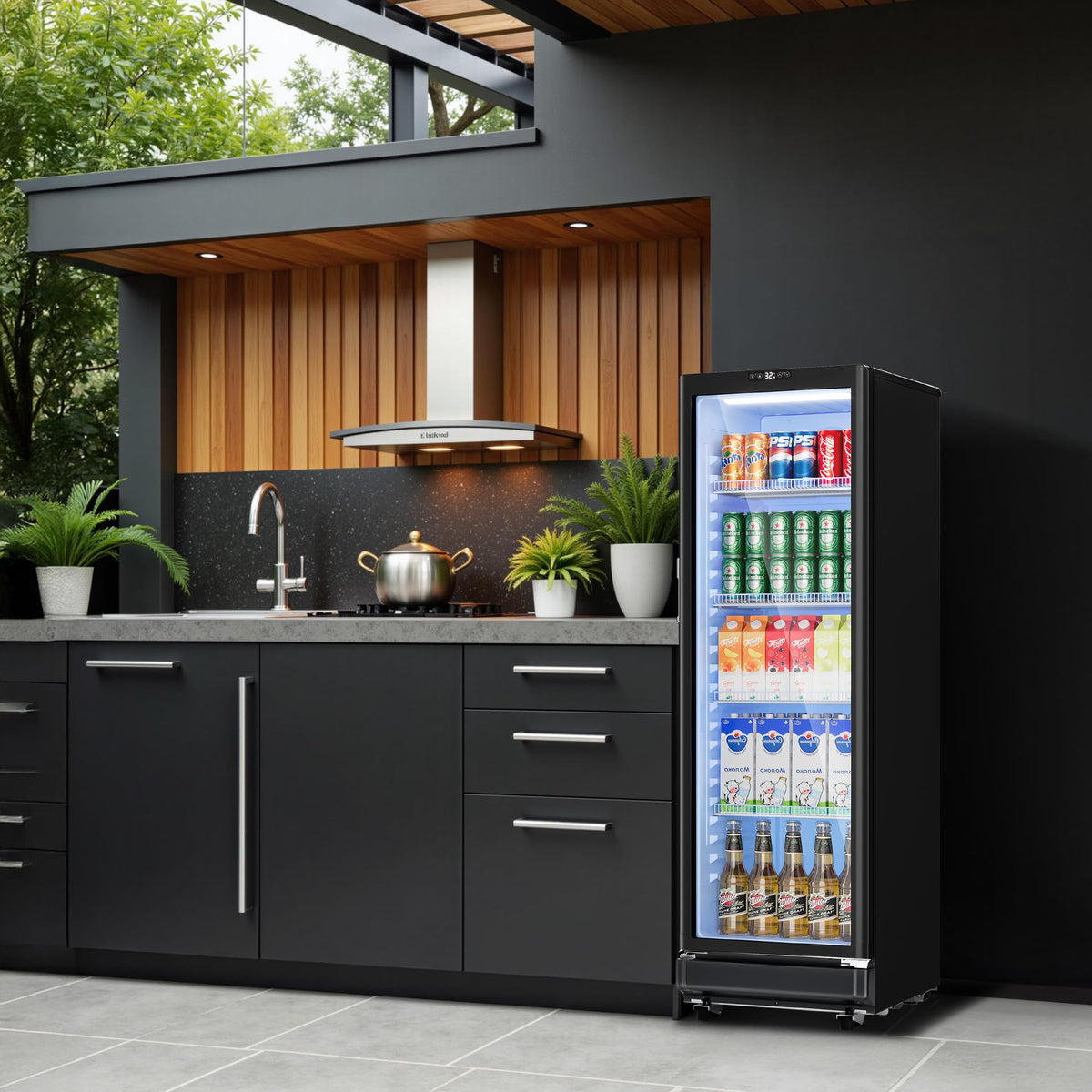 93L Under Counter Fridge, 38dB Ultra-Quiet Undercounter Mini Fridge, Black