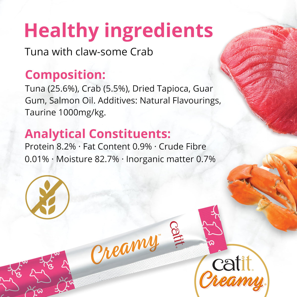 Catit Creamy Salmon & Prawn Lickable Cat Treats for Cats & Kittens 15x10g