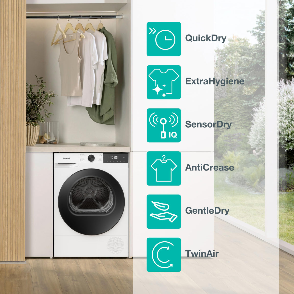 Gorenje DG2P8E/UK 8 kg Freestanding Heat Pump Tumble Dryer, White