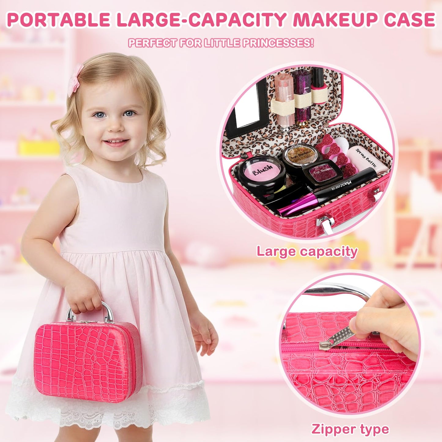 Dreamon Kids Makeup Set for Girls | Washable & Non-Toxic Real Makeup Set | Pretend Play Princess Toys | Christmas Birthday Gifts for Girls Age 5-12