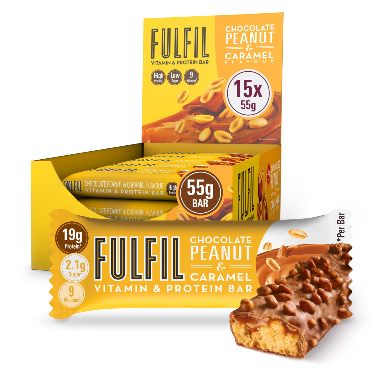 FULFIL Vitamin and Protein Bars, Chocolate Salted Caramel Flavour, 15 x 55g