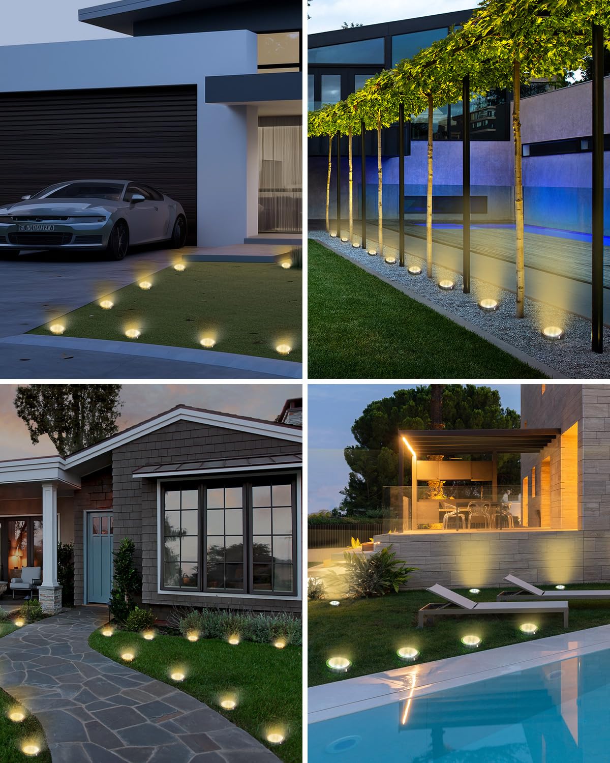 btfarm Solar Lights Outdoor Garden, 6 Pack 8 LED Solar Ground Disk Lights Outdoor IP65 Waterproof for Garden Pathway Lawn Patio Yard Landscape (Blue)
