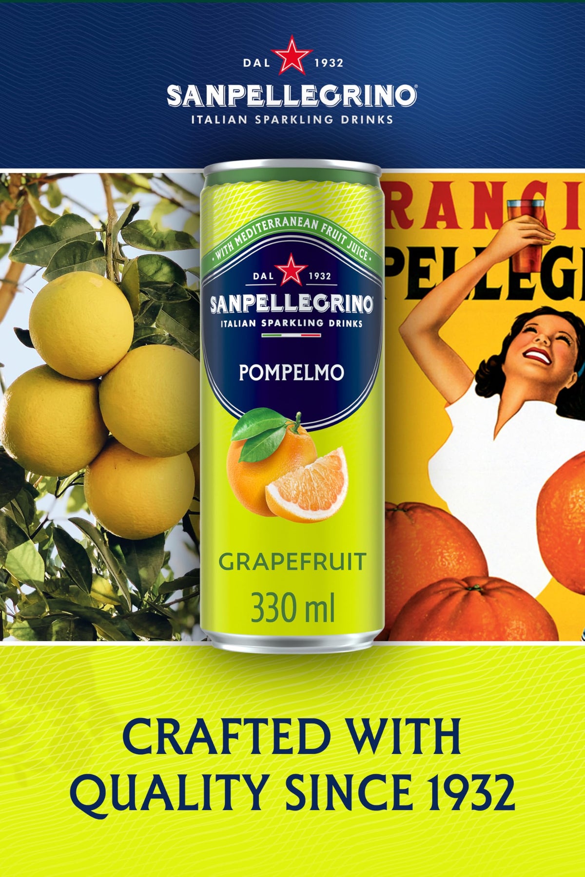 San Pellegrino Italian Sparkling Drinks Tastefully Light Sparkling Orange Canned Soft Drink 12 x 330ml | 64k Cals per Can (Pack of 2)