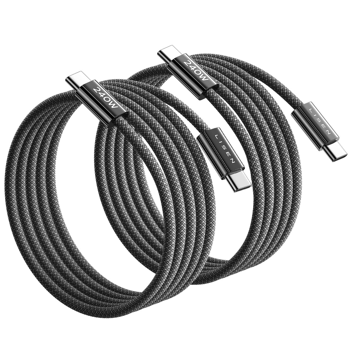 LISEN 240W USB C to USB C Cable 2-Pack, 2m USB C Charger Cable Fast Charger