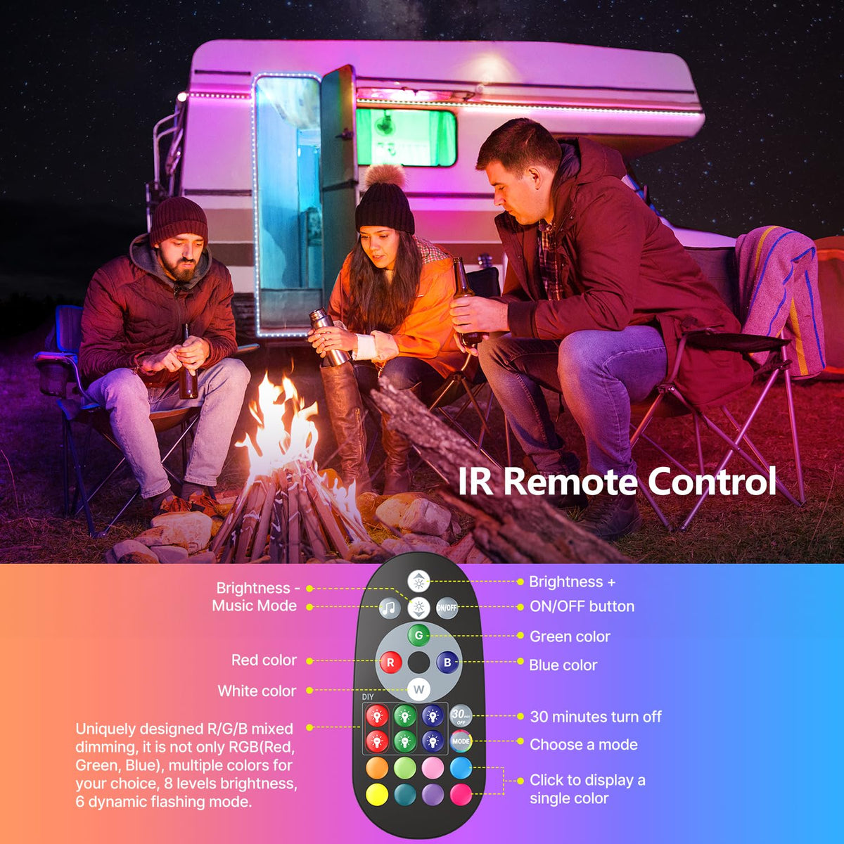 Mexllex LED Strip Lights 30m, Ultra-Long Lights Strip Music Sync Color Changing, Led Lights with App Control Remote, RGB Tape Light for Home Bedroom Party (2x15)
