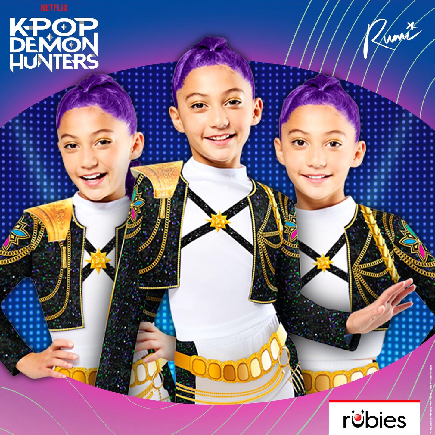 Rubies Official Netflix K-Pop Demon Hunters Deluxe Rumi Golden Child Costume, Kids Fancy Dress