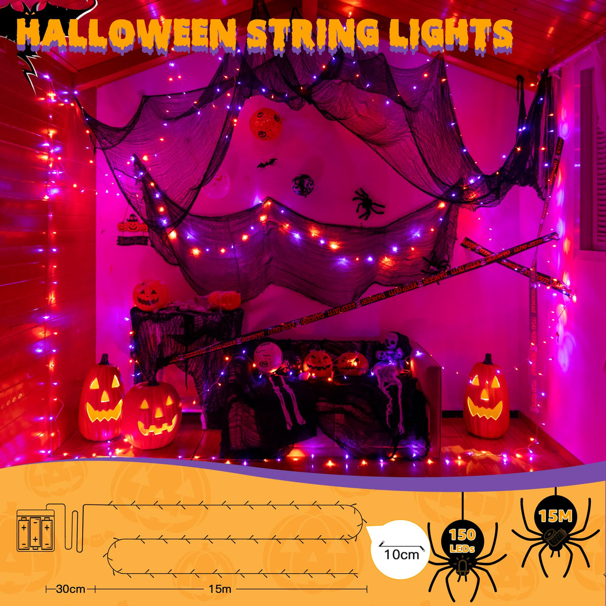 Ollny Fairy Lights Battery Operated, 10m 100 LEDs Bright Battery Powered String Lights, Cool White Outside Christmas Lights Waterproof with 8 Modes/Timer for Indoor Outdoor Bedroom Garden Decorations