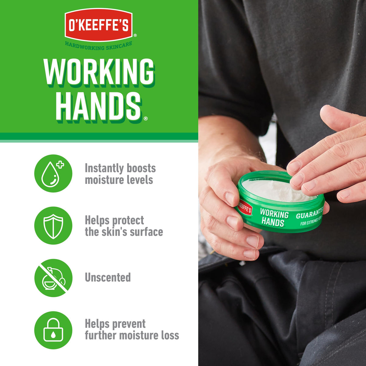 O'Keeffe's Working Hands, 96 g Jar 2 Pack - Hand Cream for Extremely Dry, Cracked Hands | Instantly Increases Moisture Content, Forms a Protective Layer and Prevents Moisture Loss