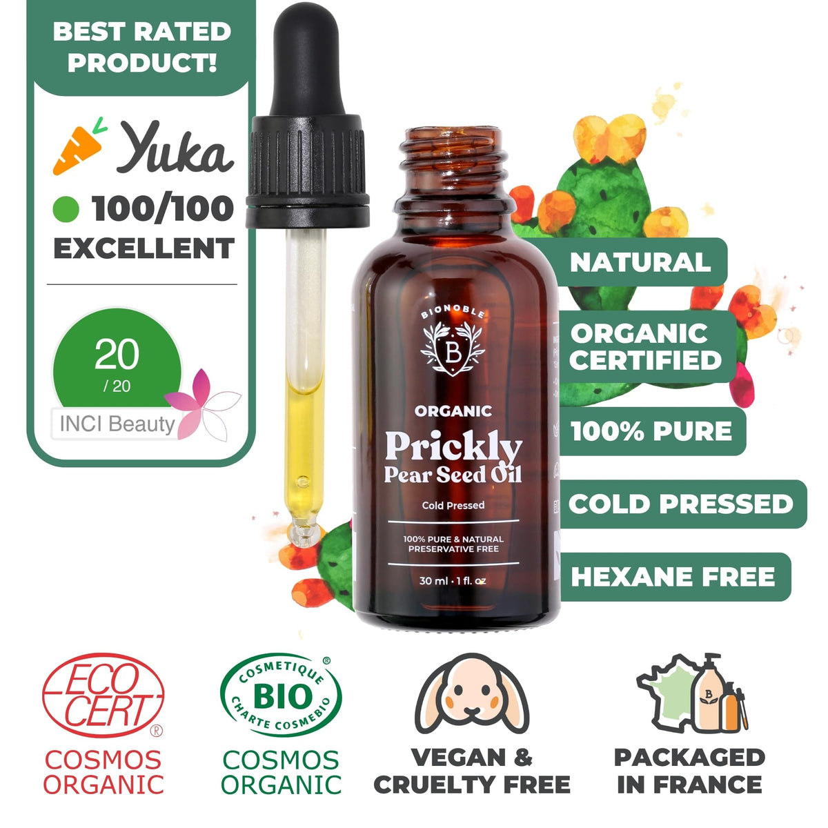 BIONOBLE Organic Rosemary Oil for Hair Growth - Hair Loss, Volume - 50ml