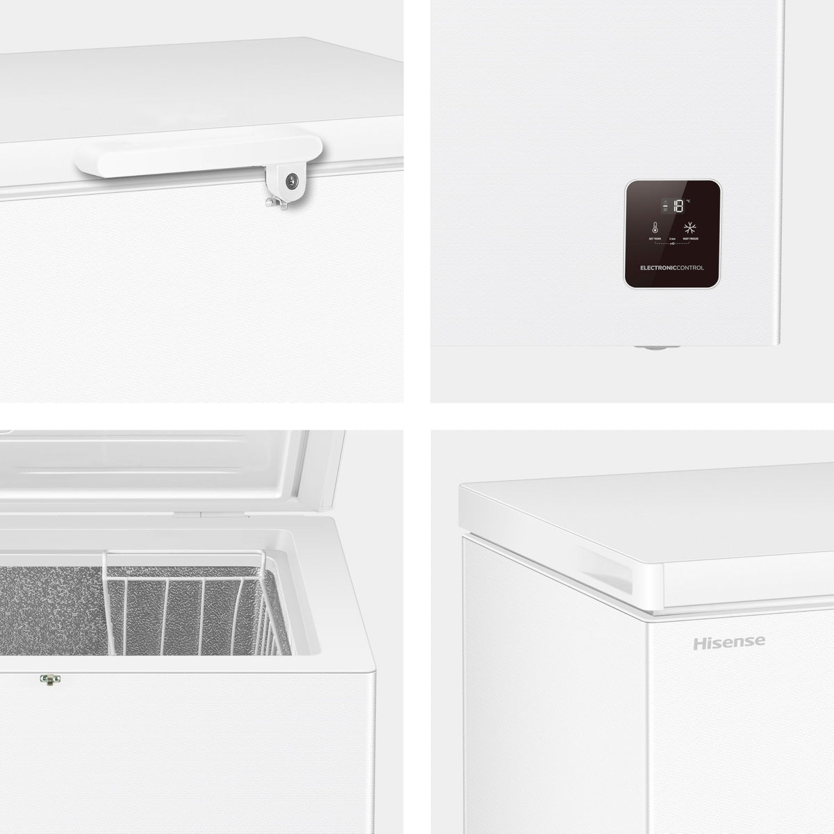 Hisense FC386D4AWLE 297Litres Freestanding Chest Freezer, 4 Star Freezer Rating, E Rated in White