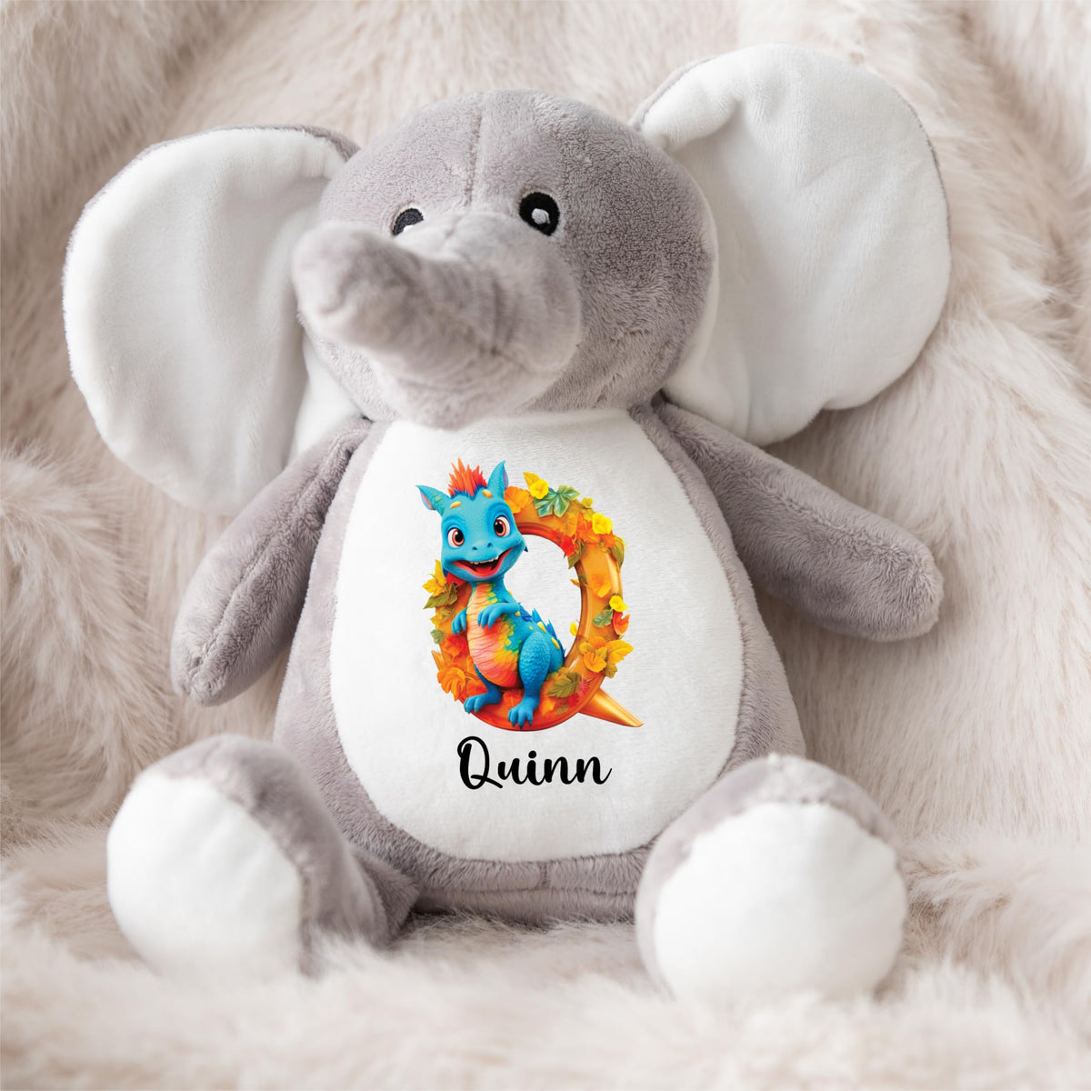 Crafted Memories - Personalised Teddy | Velveteen Bunny Soft Toy | Customisable Name for Newborns | Keepsake for Boys & Girls | Baby Shower Item | Pink Initial | Grey or White, 20-23cm