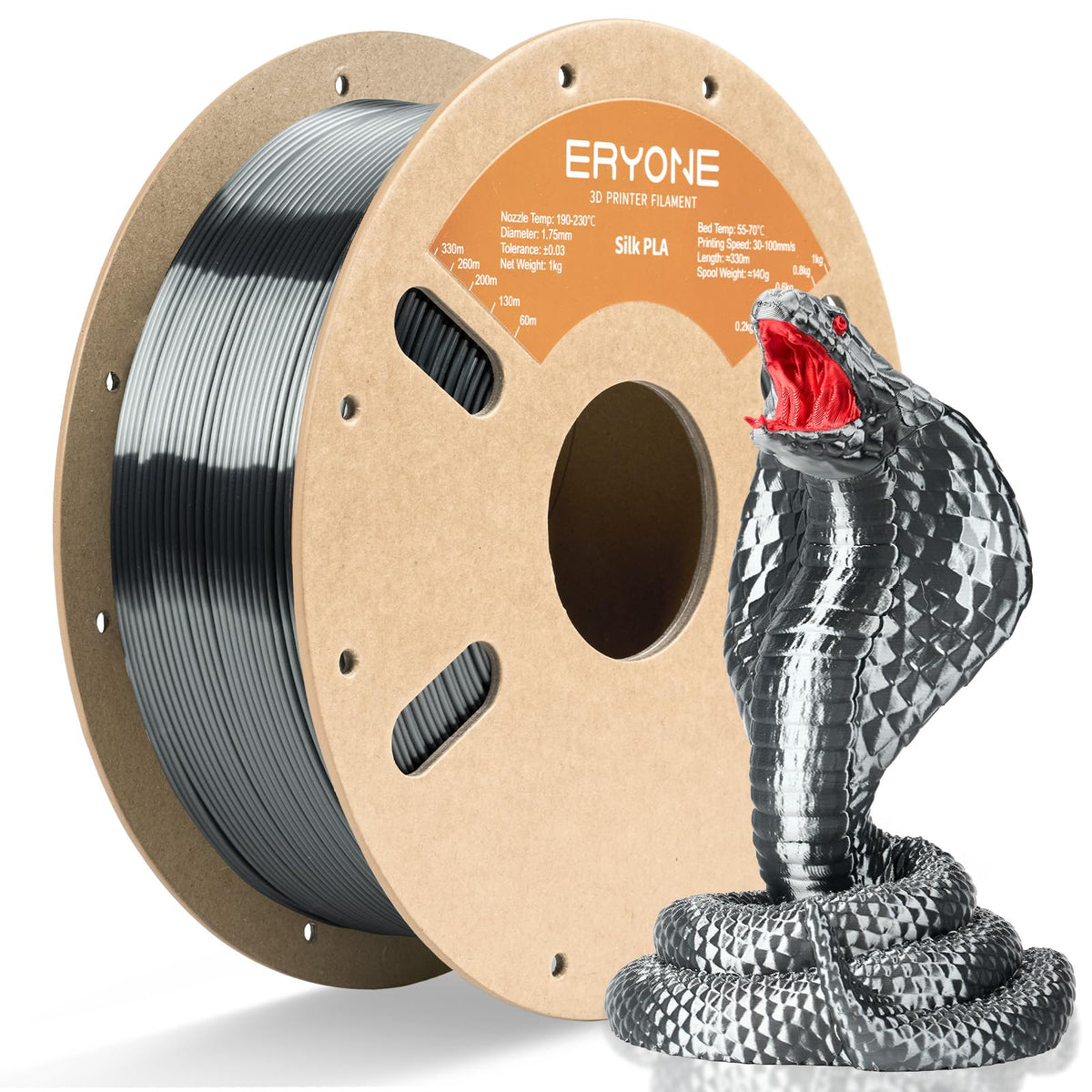 ERYONE Silk PLA Filament 1.75mm,3D Printer Filament PLA,Shiny Glossy PLA Filament,+/-0.03mm,1kg(2.2lbs)/Spool,Silk Liquid Gold