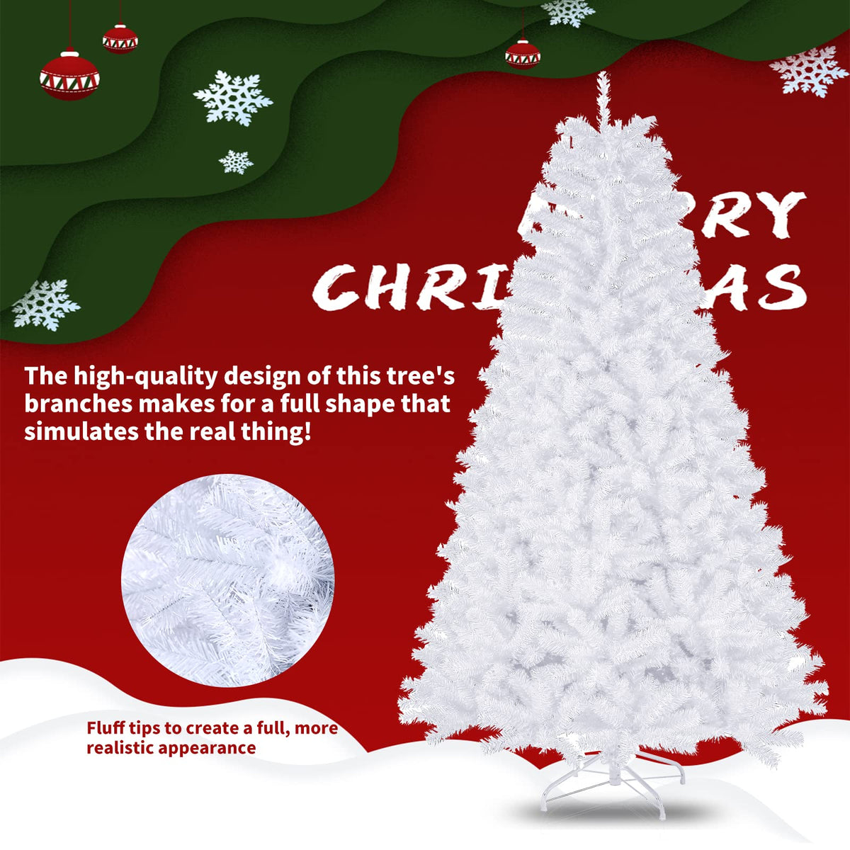 7ft Premium Christmas Tree 1432 Branch Tips Green Xmas Trees Bushy Artificial Christmas Tree Pine Tree with Metal Stand Easy to Assemble Realistic Spruce Branches Christmas Tree for Indoor and Outdoor