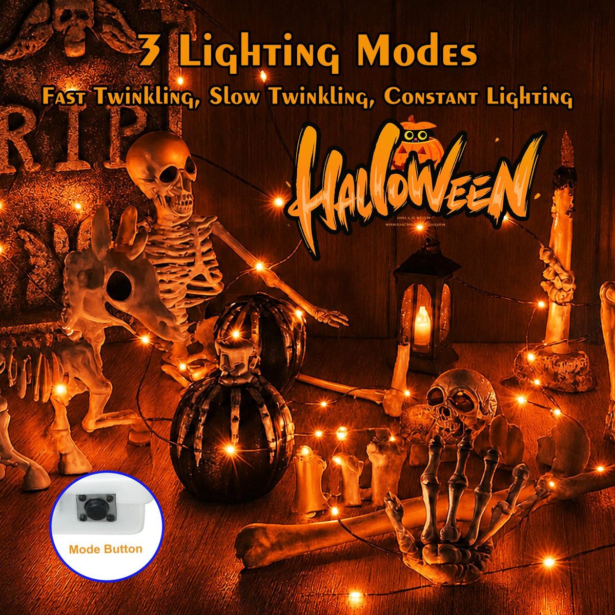 btfarm 12 Pack 3 Modes Fairy Lights Battery Operated, 2M 20LED String Light