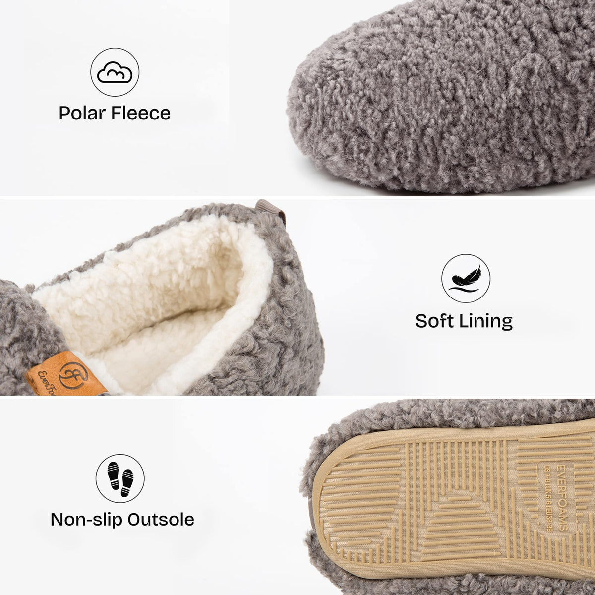 EverFoams Women's Fuzzy Full Slippers Faux Shearling Memory Foam
