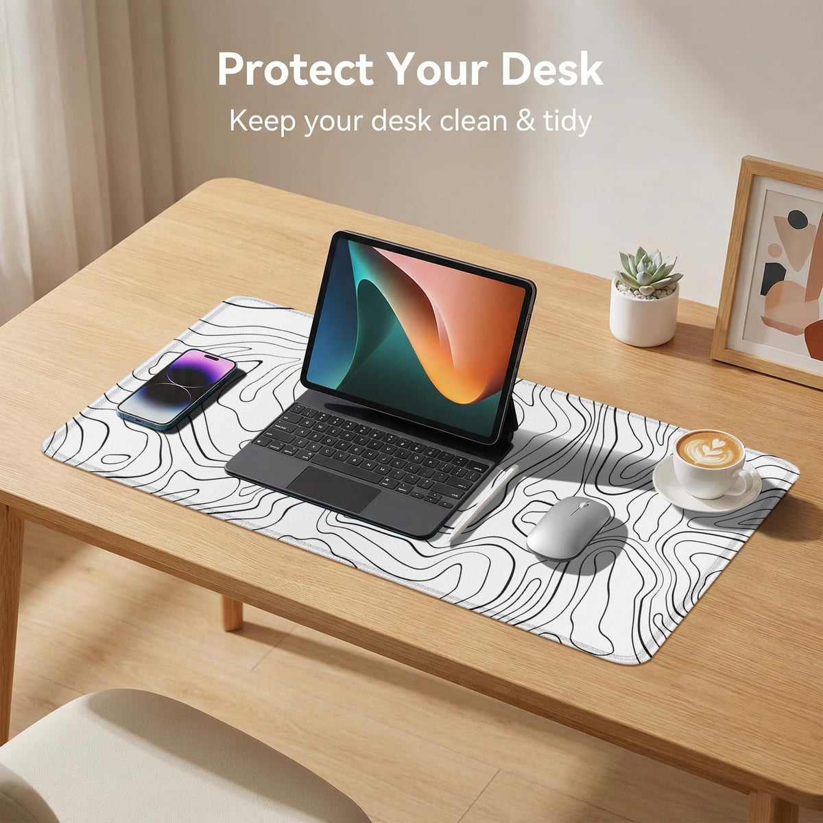 Rcege Large Gaming Mouse Pad Extended Desk Mat with Non Slip Stitched Edge