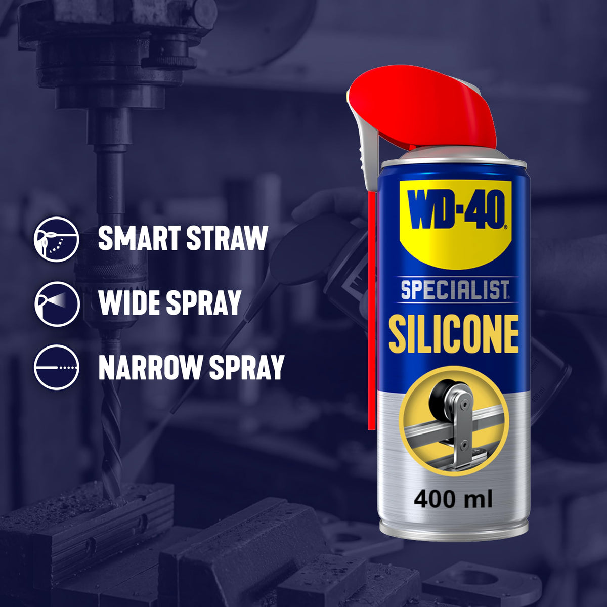 WD-40 Specialist Silicone Lubricant Spray, Smart Straw, All-Weather, 400ml