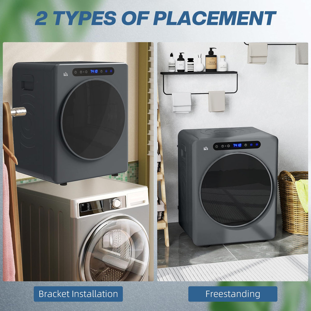 HOMCOM Vented Tumble Dryer 5kg Wet Laundry/3kg Dry Capacity 1000W Black