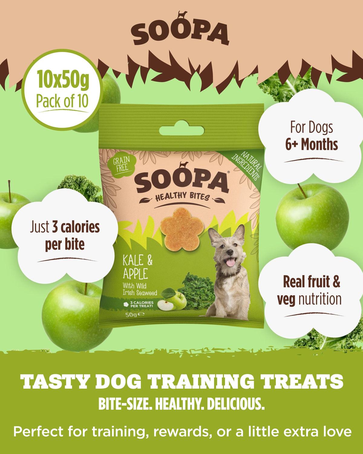 Soopa Strawberry Dog-Quiri Healthy Bites, Dog Training Treats, 50 g, 1-Pack