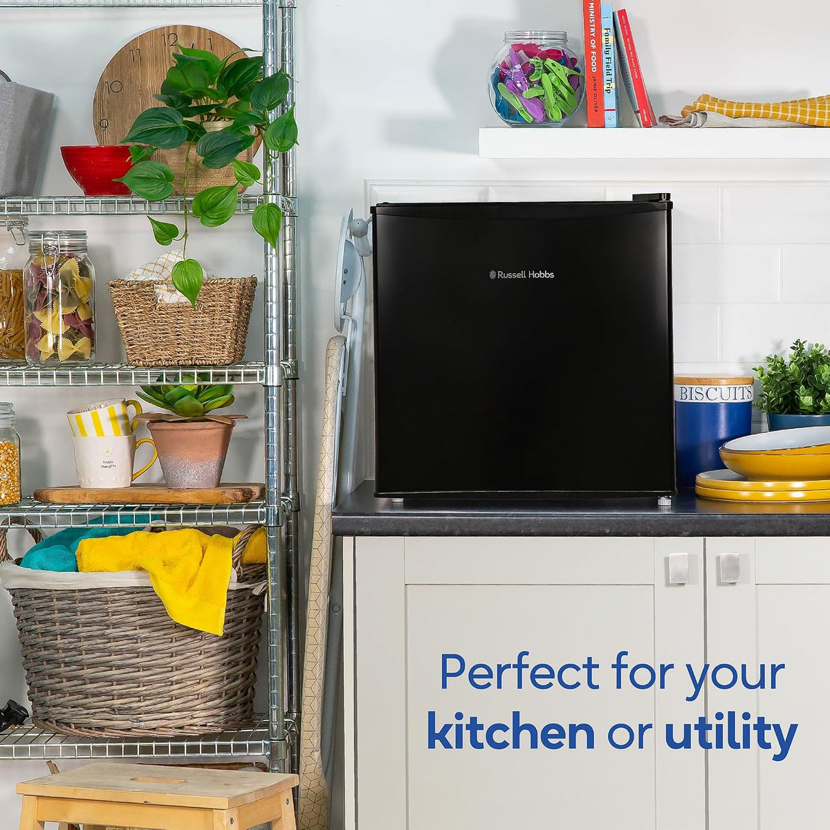 Russell Hobbs Mini Freezer 31 Litre Capacity Black Freestanding Table Top Small Freezer with Adjustable Feet, Removable Shelf & Reversible Door RHTTFZ0E1B