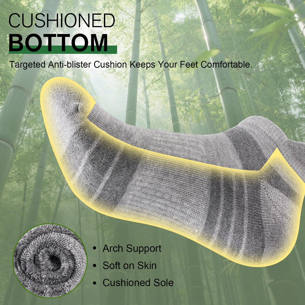 Bamboo Trainer Socks for Men Women Cushioned Ankle Socks