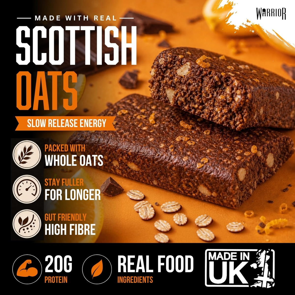 Warrior RAW Protein Bars 12 x 75g High Protein Oat Flapjack Snack