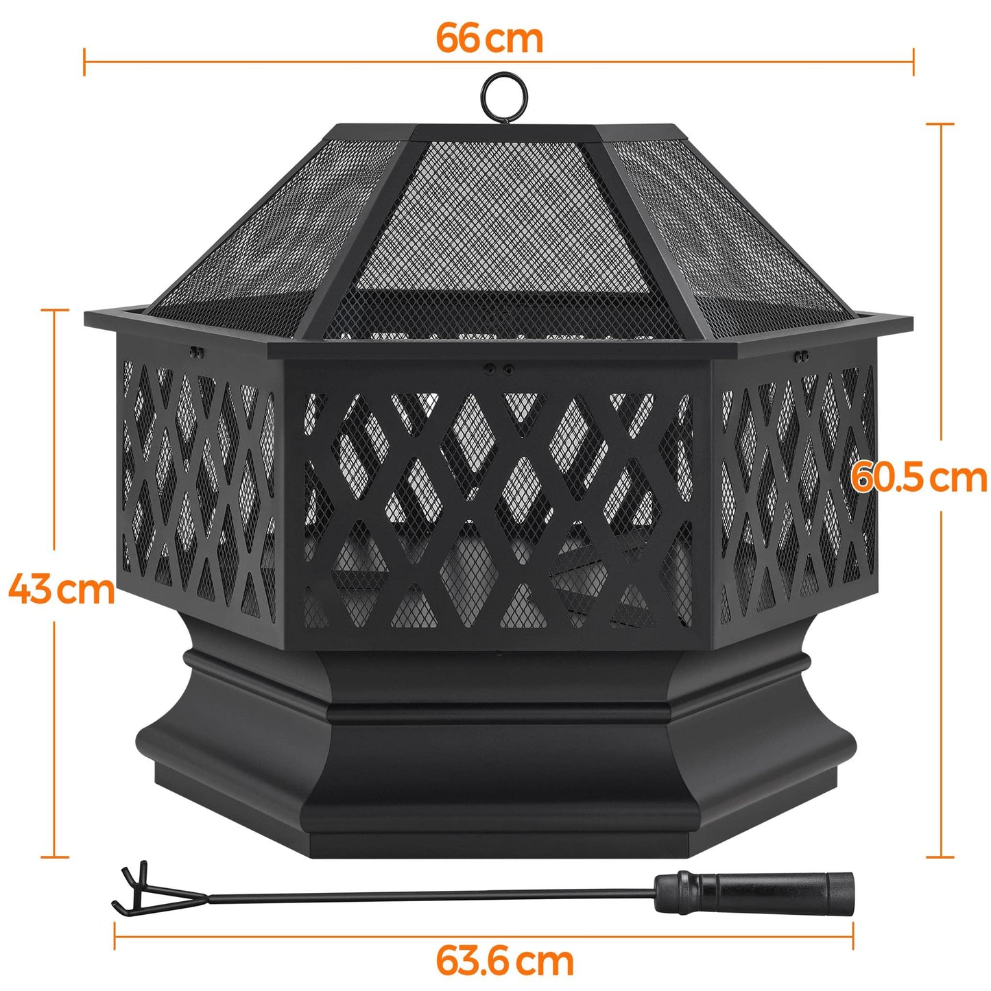 Yaheetech Fire Pit Heavy Duty Fire Bowl Large Fire Pit with Mesh Poker for Outside Patio Heater/Camping Bonfire/Garden/Backyard/Poolside, Hexagon Shaped, Black
