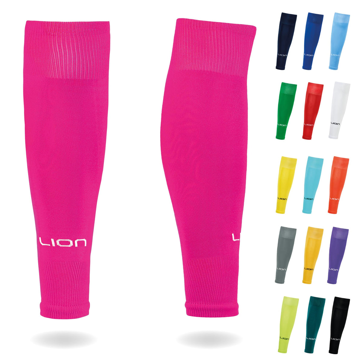 LION SPORTSWEAR Football Sock Sleeves To Accompany Grip Socks - Fits Over Calf/Shin Pads - Variety Of Colors To Match Your Team Kit