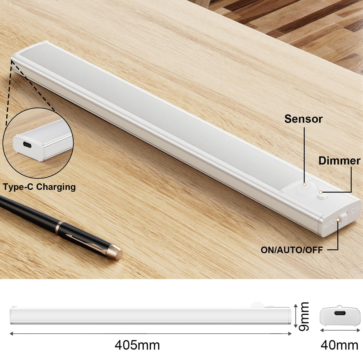 daphomeu 5 Pack Rechargeable Under Cupboard Kitchen Lights, 20CM Dimmable Warm Cabinet Light, LED Motion Sensor Lights Indoor, Magnetic Stick Light for Kitchen Shelf Stairs Wardrobe