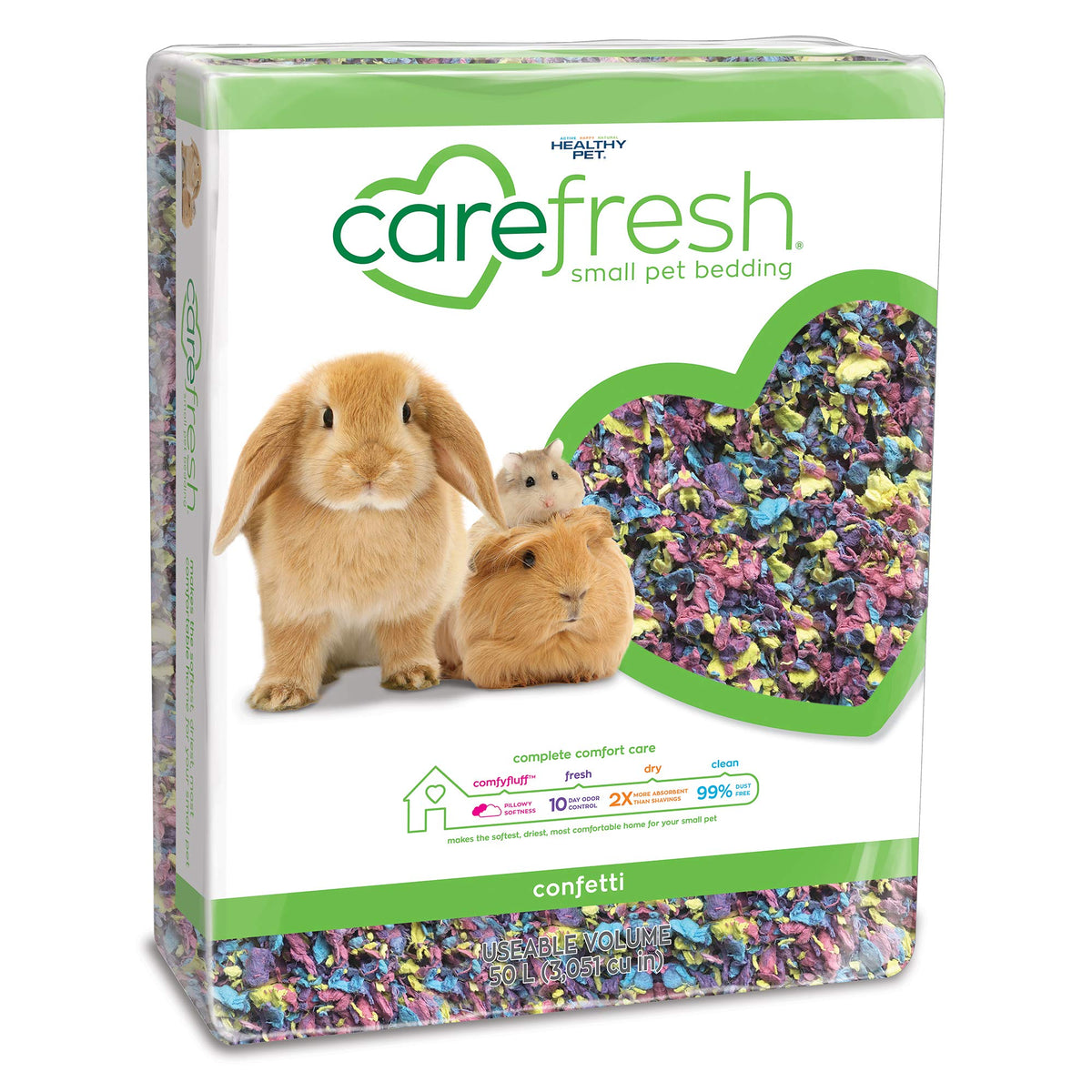 Carefresh 99% Dust-Free White Natural Paper Small Pet Bedding with Odor Control, 10L, White