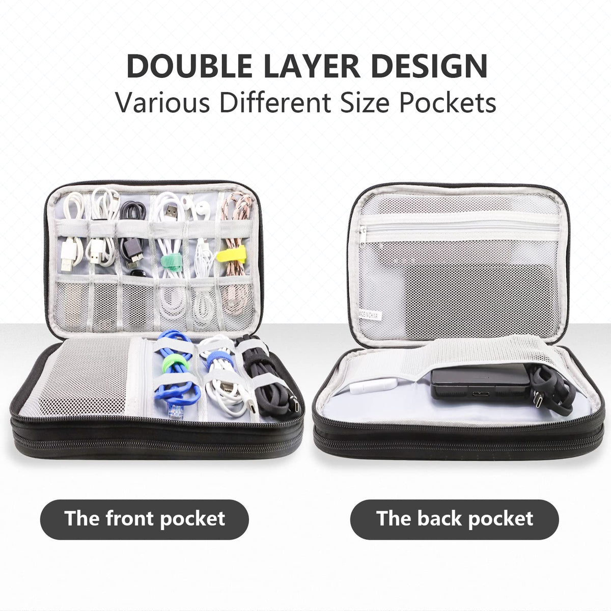 Teskyer Travel Cable Organiser Bag, Travel Essential, Dark Green