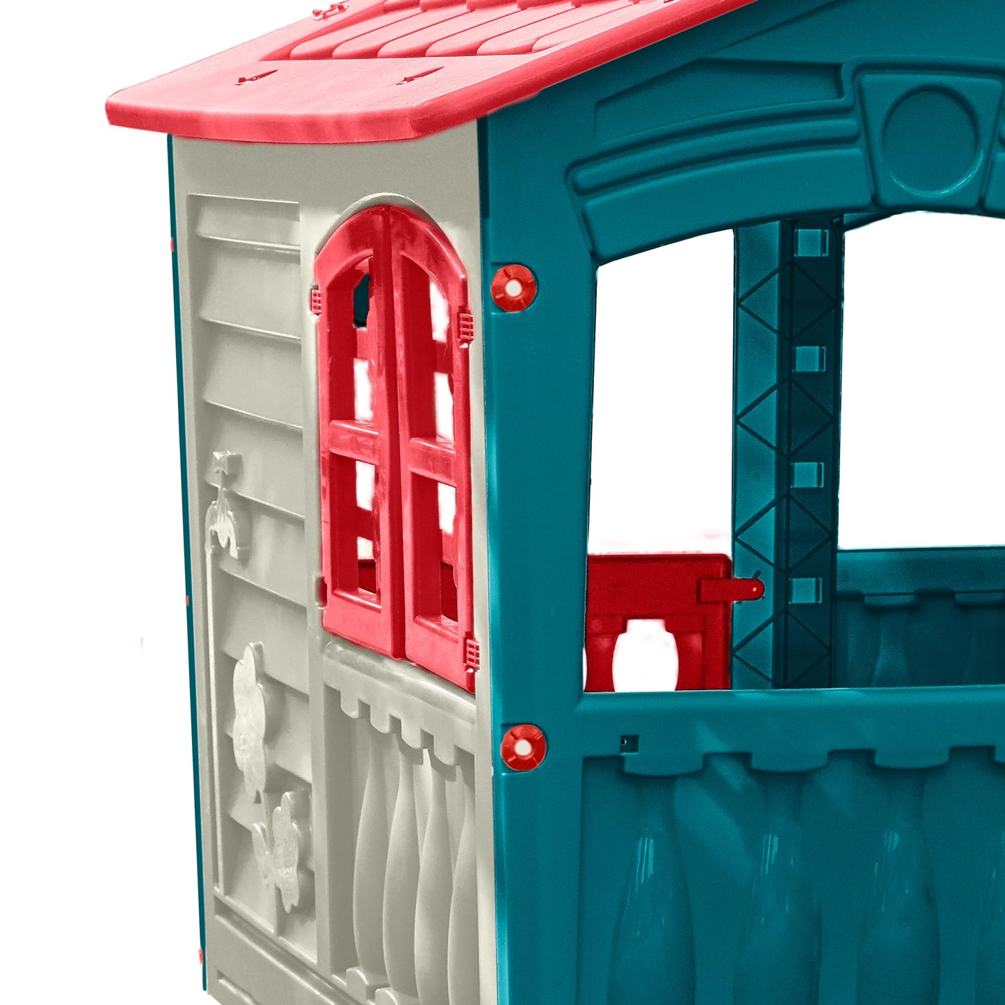 House of Fun Playhouse for Kids - Indoor and Outdoor - Work Door and Windows - Pink and White Candy Yarn - Children Ages 2+