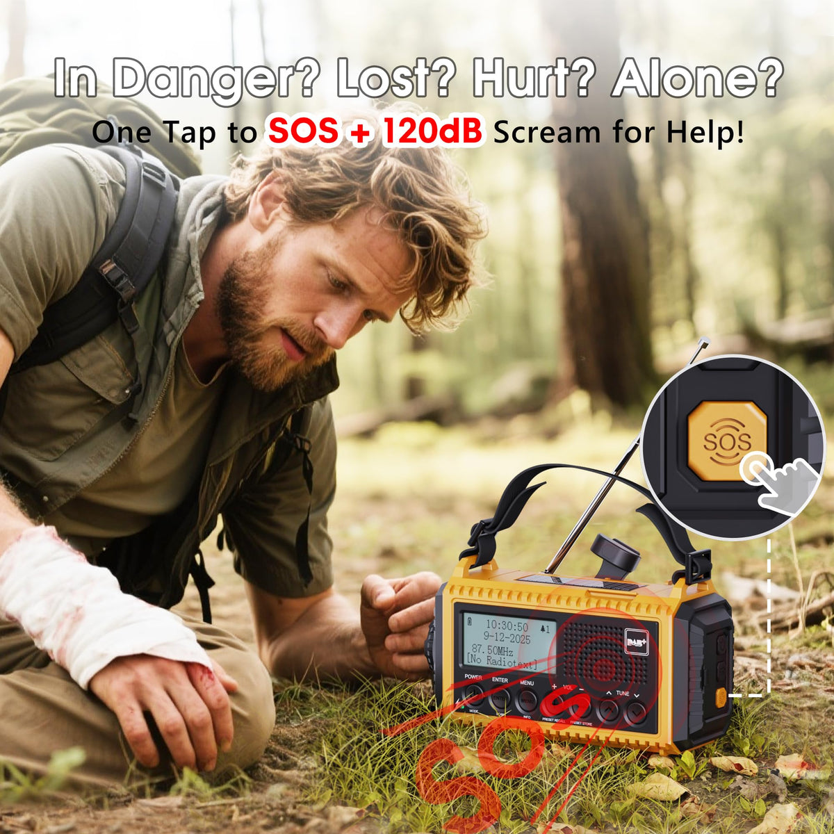 ROCAM Wind up Radio Solar, Battery, Torch, Portable DAB Radio