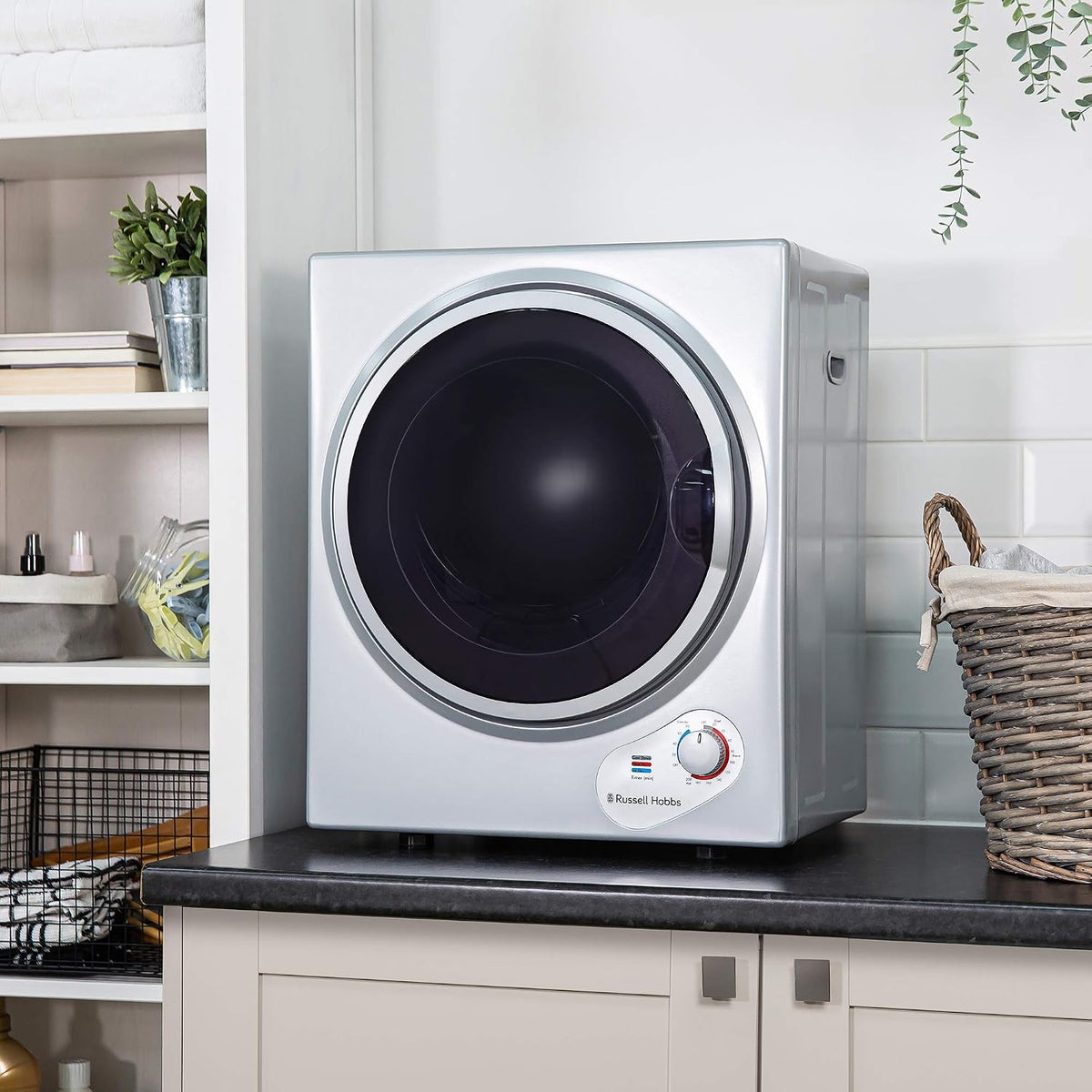 Russell Hobbs RH3VTD800 White 2.5kg Compact Mini Vented Tumble Dryer, Portable, Freestanding Table top Dryer with 3 Heat Settings small