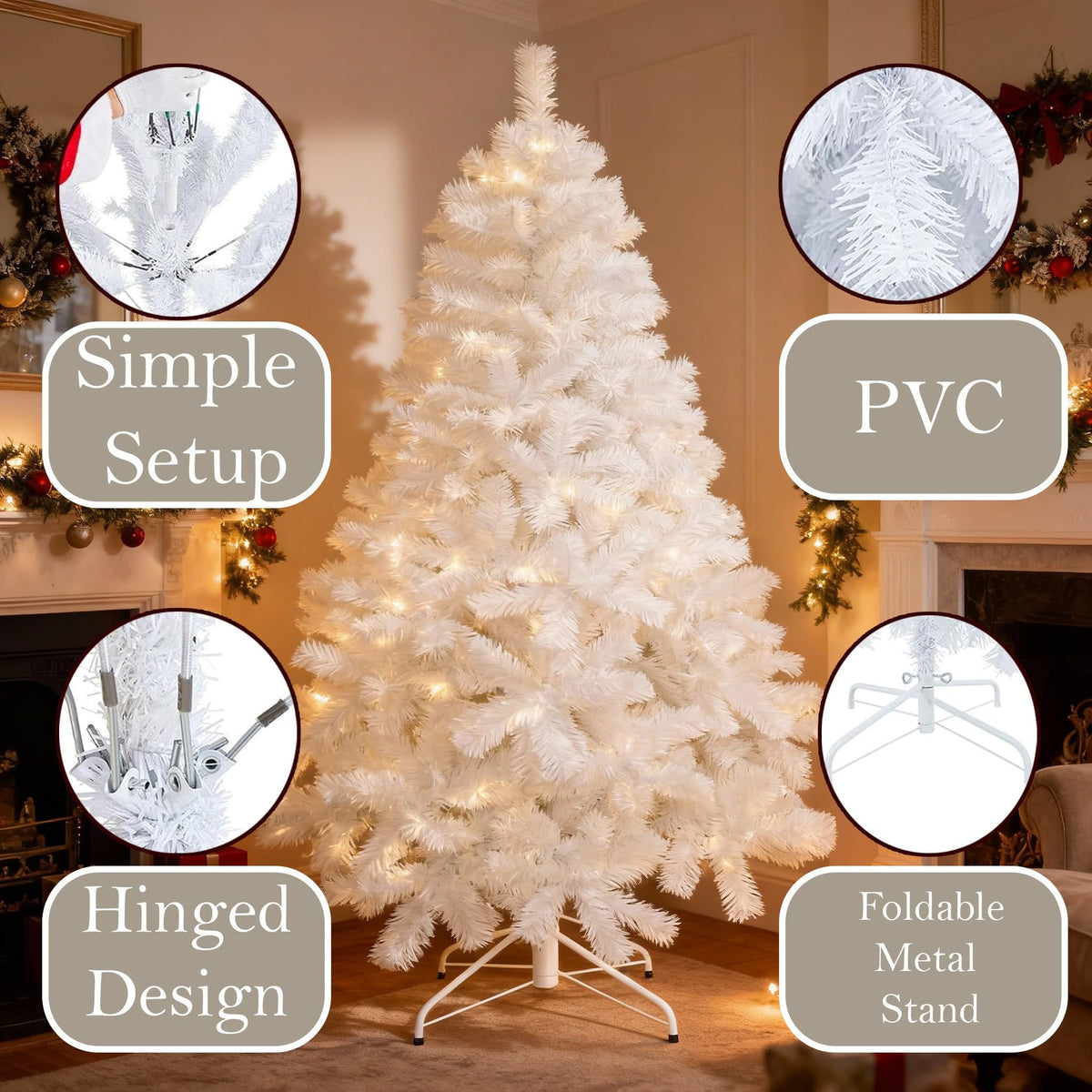 SHATCHI 6ft/1.8m Alaskan Pine Green Artificial Christmas Tree Bushy 550 Tips Xmas Home Decorationations Decorations