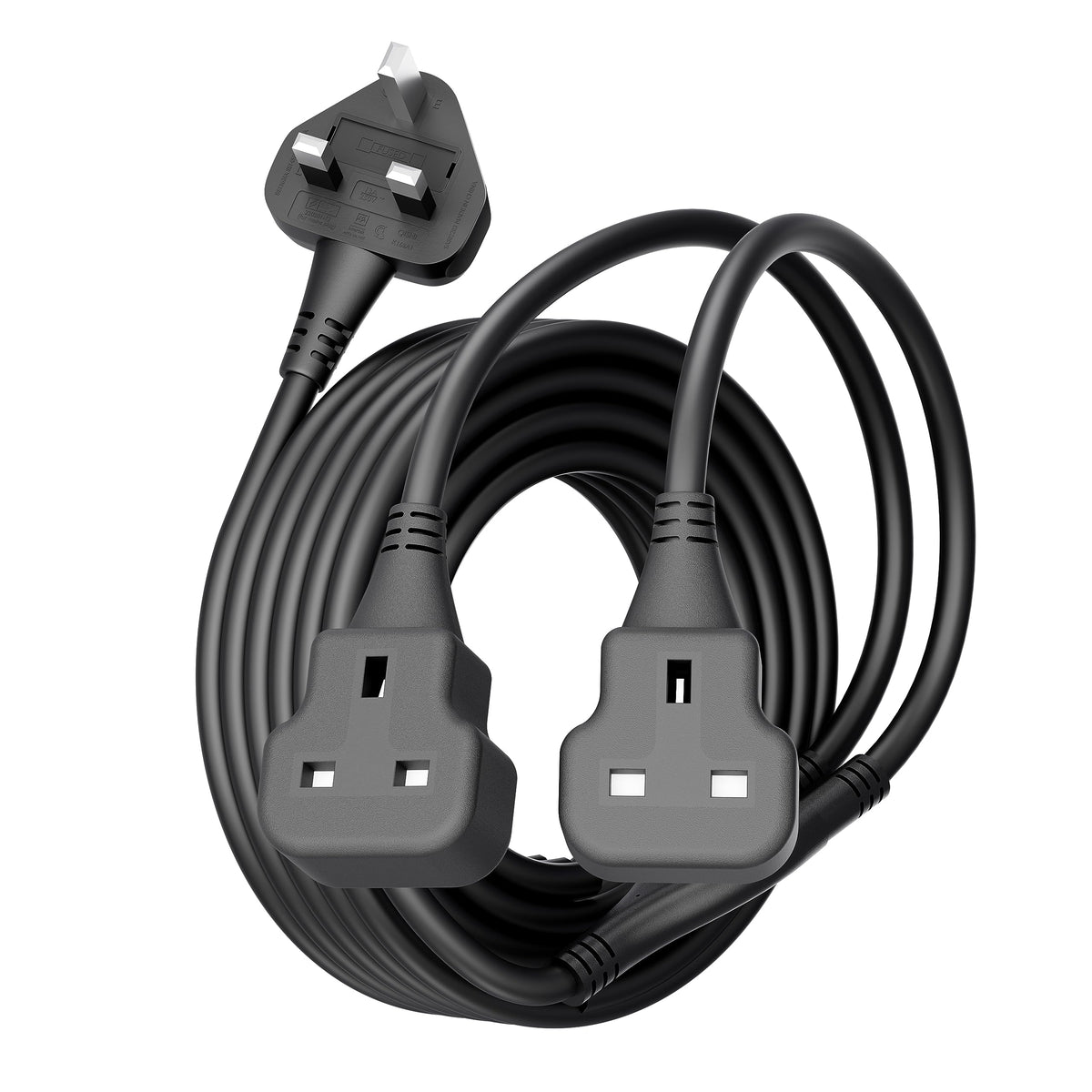 LIPWEL Outdoor Extension Lead 15m Extra Long Cable UK 13A Fused Plug Extension Socket Black 1 Way Socket Outside Using for Garden