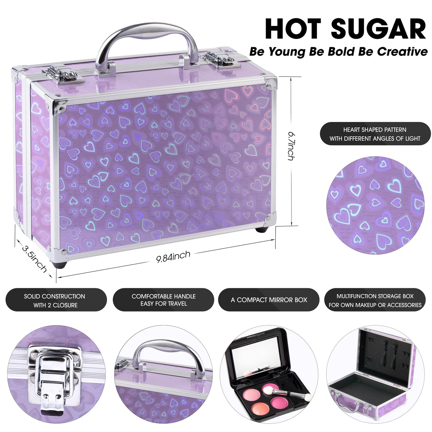 Hot Sugar Girls Makeup Set, Complete Starter Cosmetics Kit with Eye Shadow, Lip Balm, Blush, Lip Gloss, Brushes, Eye Pencils and Mirror (Mermaid)