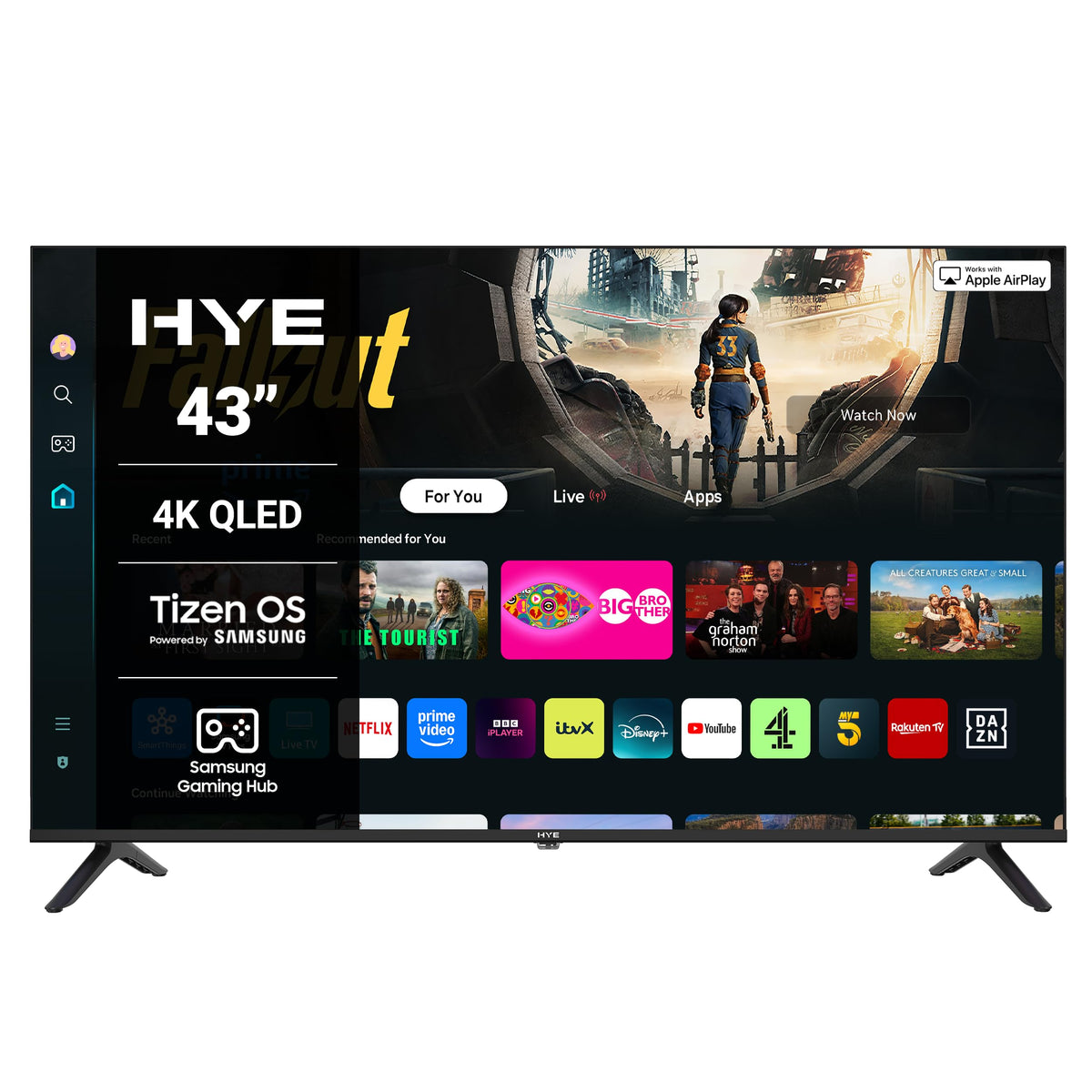 HYE 50" LED Smart TV - 4K Ultra HD, Samsung Tizen OS & Gaming Hub, Black