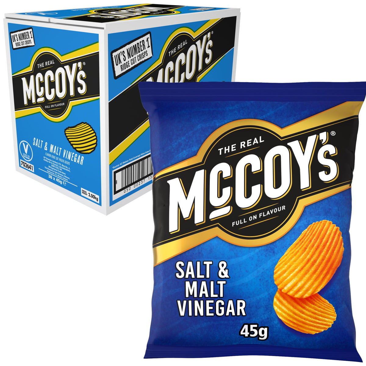 McCoy's Sizzling King Prawn Multipack Crisps 6 Pack (Multipack BOX of 20) - Fully loaded with flavour, iconic ridged crisp, unmistakable crunch