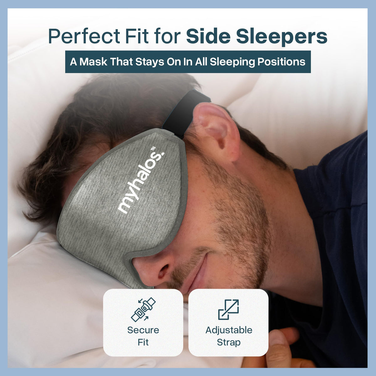 MyHalos Blackout Sleep Mask, Eye Mask for Sleeping, Zero Pressure, Travel