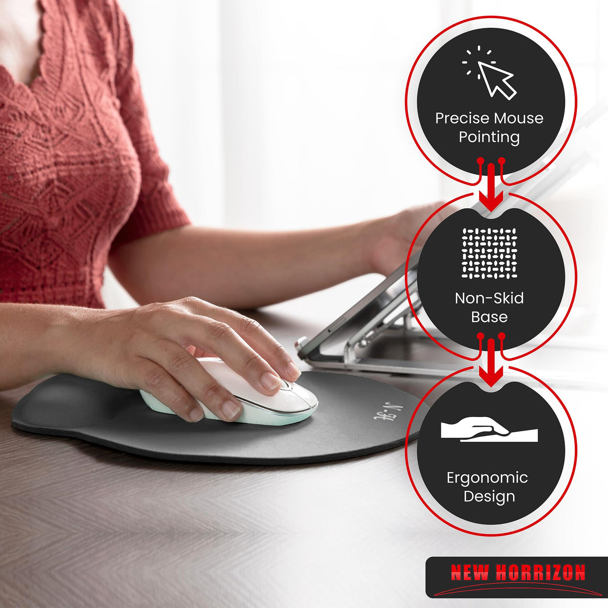 Mouse Mat ANTI-SLIP COMFORT MOUSE PAD MAT WITH GEL FOAM REST WRIST SUPPORT FOR PC LAPTOP (Blue, Regular)