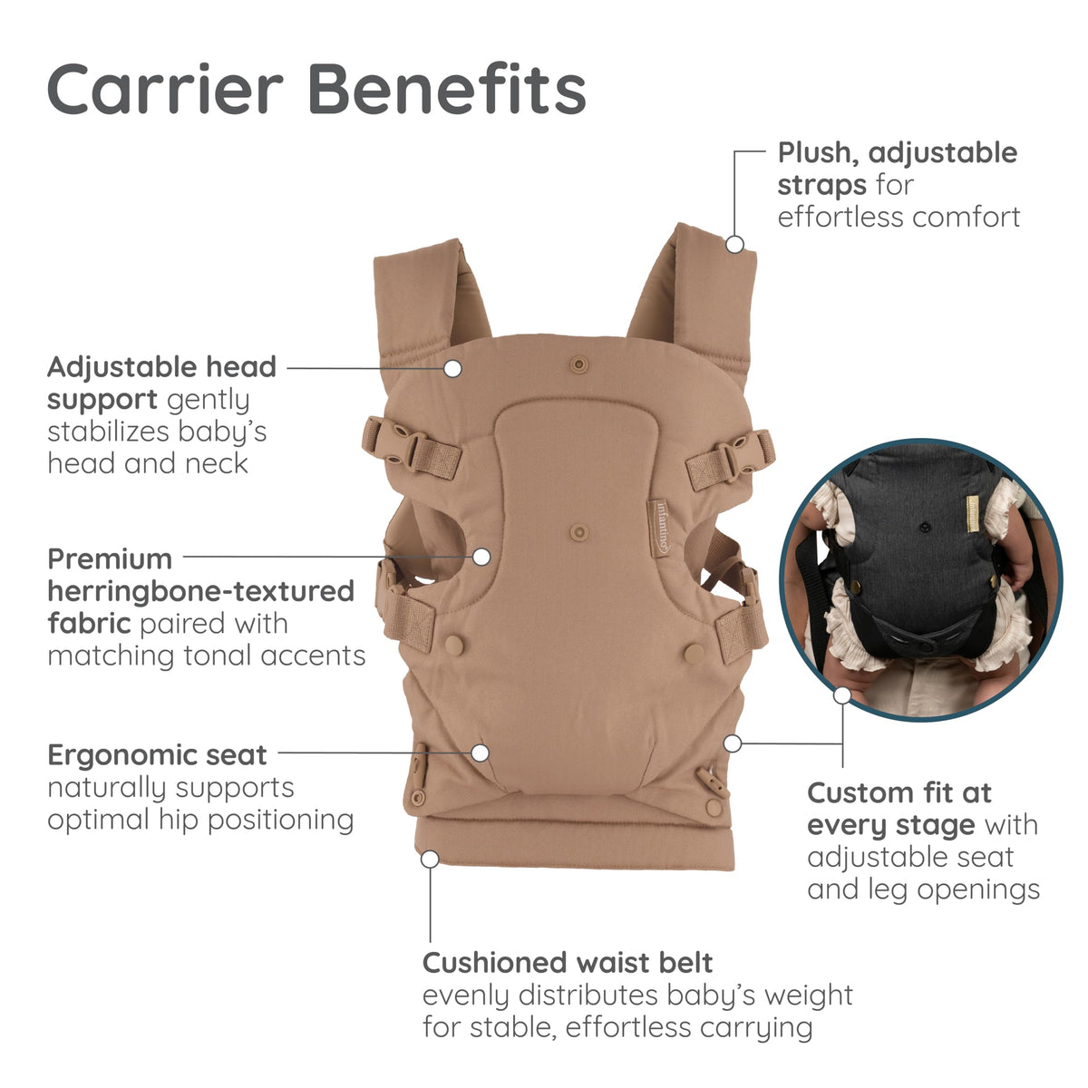 Infantino Flip Advanced 4-in-1 Baby Carrier - Ergonomic, Convertible, Face-in and Face-Out Front and Back Baby Carrier for Newborn to Toddler 3,6-14,5kg, Grey