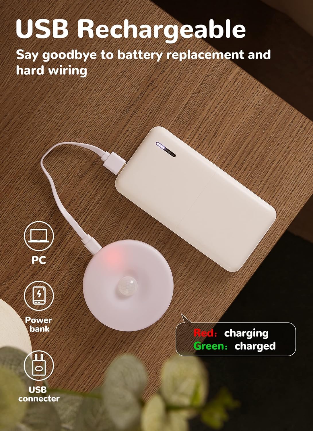 Homelist Motion Sensor Lights Indoor, Rechargeable Night Light, 6 Pack