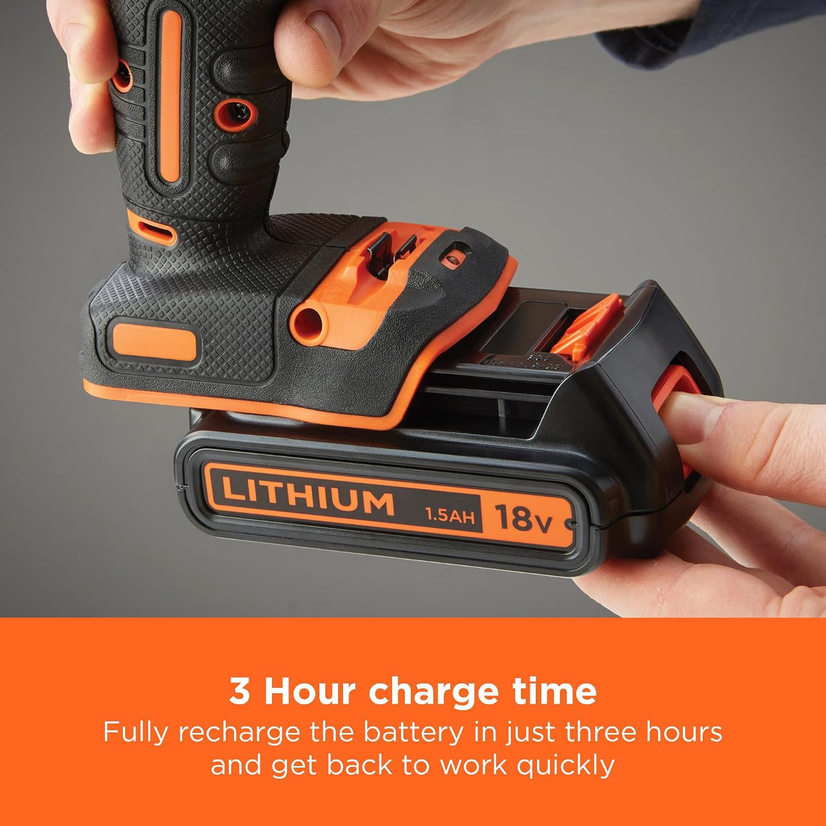 BLACK+DECKER 18V Cordless Hammer Drill, BCD700S1K-GB
