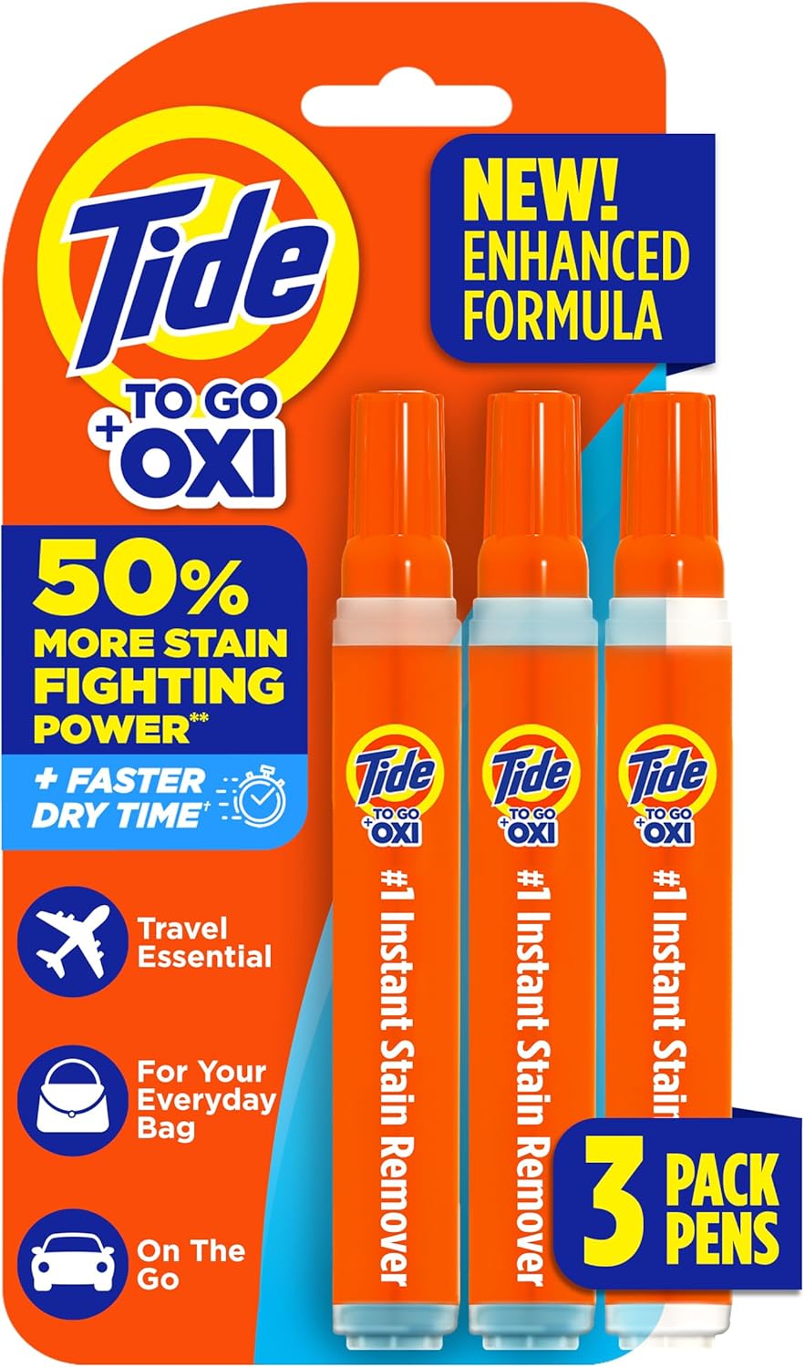 Tide To Go Stain Remover Pen, Portable, White, 3 Count