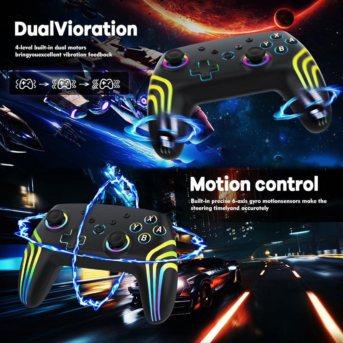 MYSTILUCK Wireless Pro Controller for Switch, Switch 2, Lite, OLED, PC